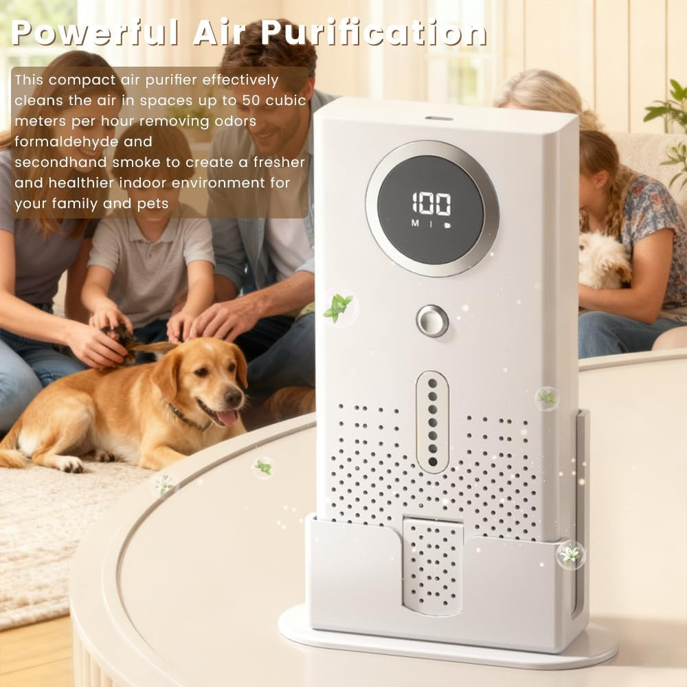 Air Purifier for Home, Compact Ozone Deodorizer with Aroma Diffuser, Car Air Purifier for Pet Rooms, Bathroom, Smoke and Odor Elimination, Desktop Design（Without Scented Sheets）