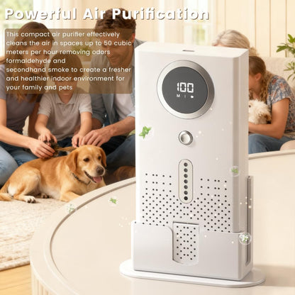 Air Purifier for Home, Compact Ozone Deodorizer with Aroma Diffuser, Car Air Purifier for Pet Rooms, Bathroom, Smoke and Odor Elimination, Desktop Design（Without Scented Sheets）