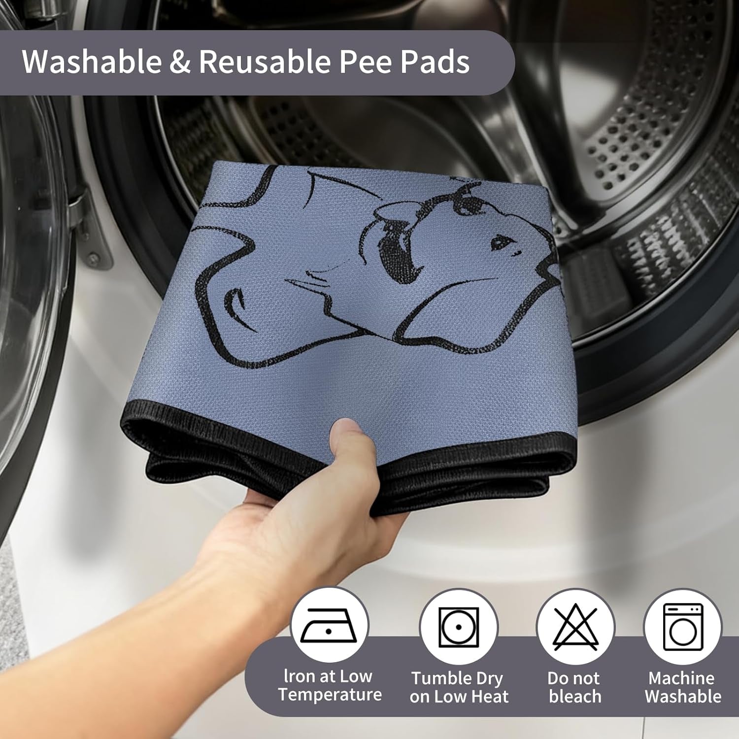 4 Pack Washable Pee Pads for Dogs 18"X24", Reusable Training Puppypads Absorbency Non-Slip & Leak-Proof for Pet Whelping Box Playpen Crate Sofa Bed Floors (Gray)