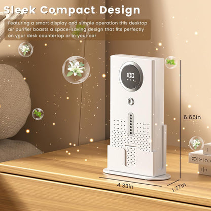 Air Purifier for Home, Compact Ozone Deodorizer with Aroma Diffuser, Car Air Purifier for Pet Rooms, Bathroom, Smoke and Odor Elimination, Desktop Design（Without Scented Sheets）