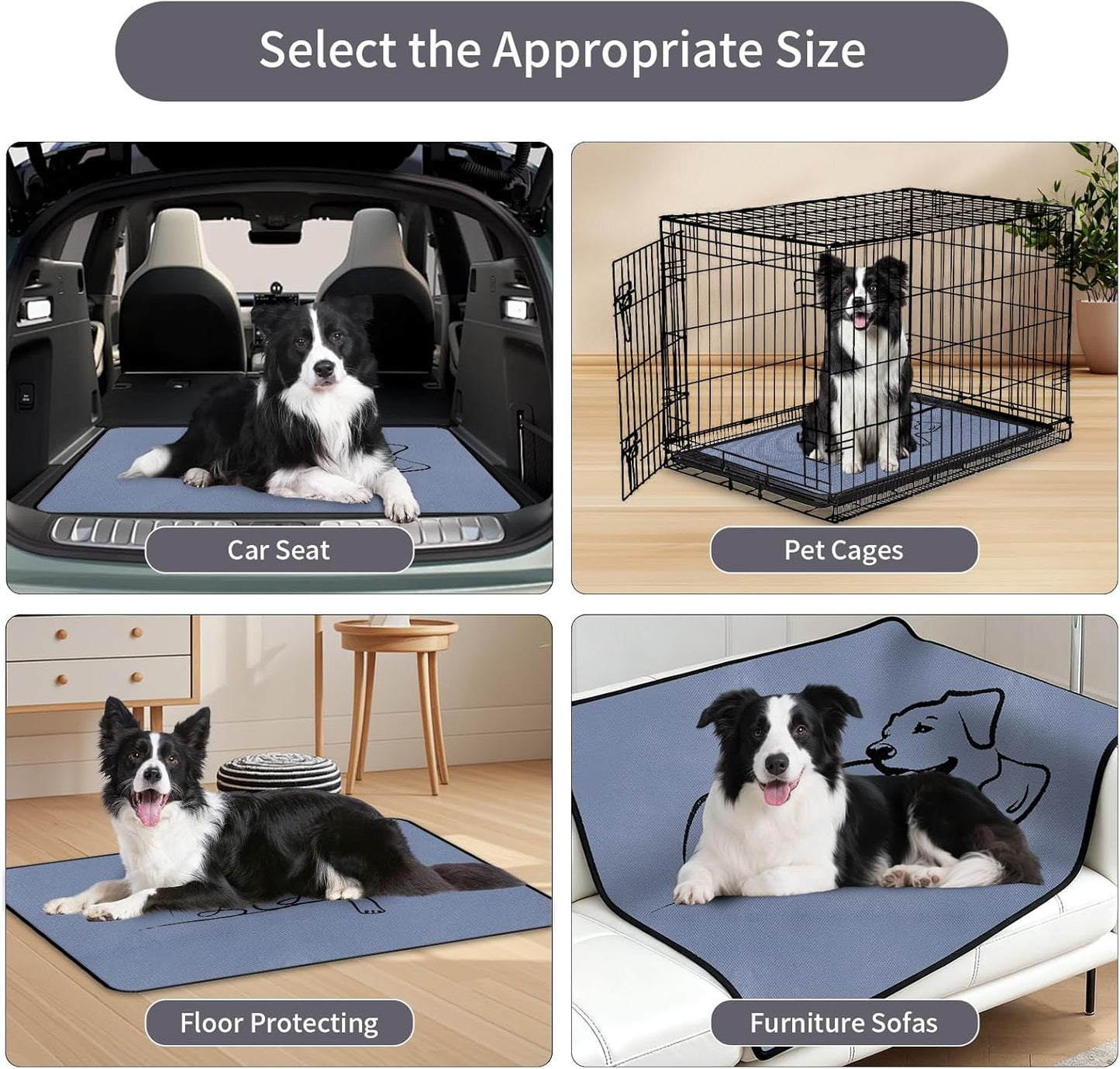 4 Pack Washable Pee Pads for Dogs 18"X24", Reusable Training Puppypads Absorbency Non-Slip & Leak-Proof for Pet Whelping Box Playpen Crate Sofa Bed Floors (Gray)