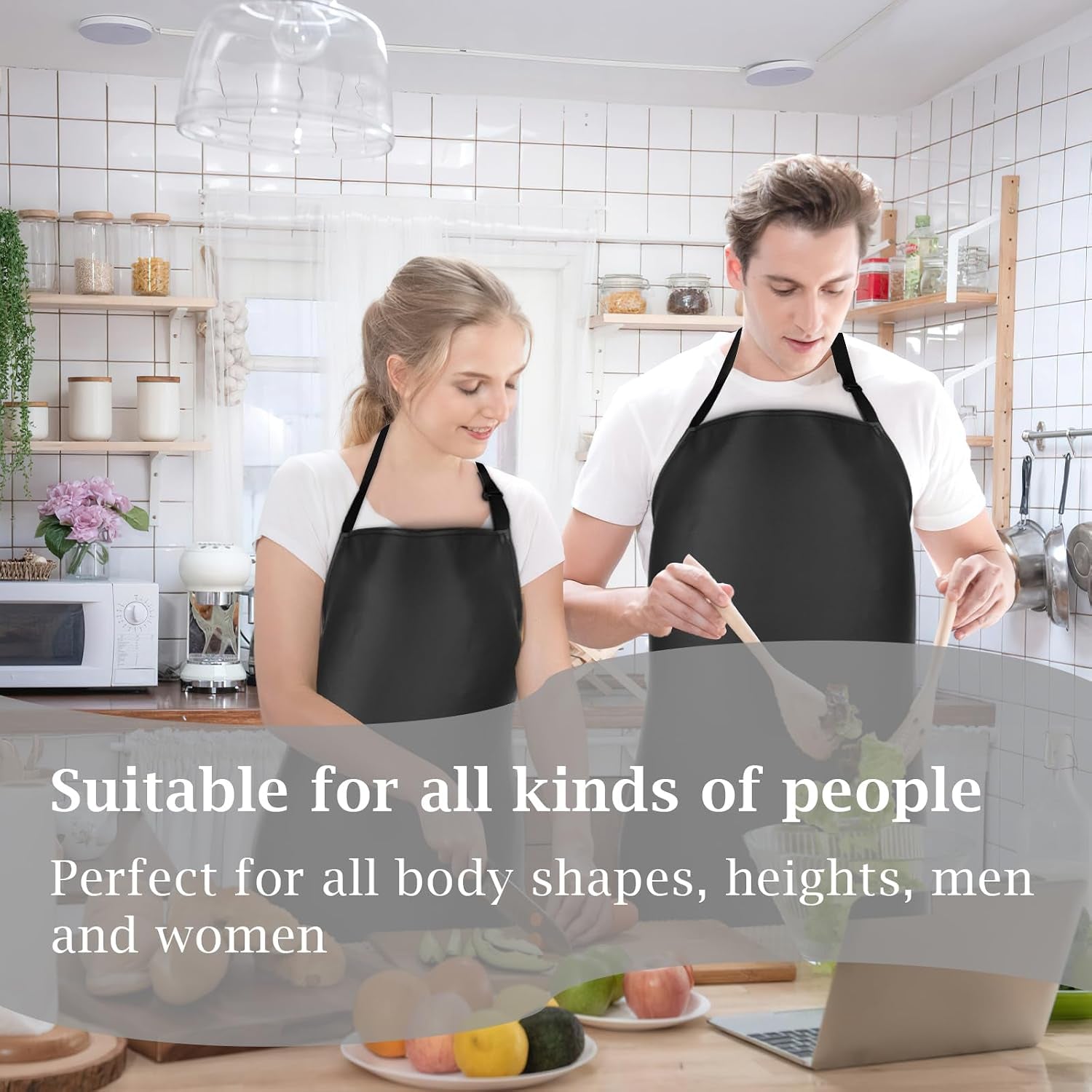 Waterproof Butcher Apron, Extra Long Adjustable Lab Apron with Bib for Dishwashing, Cooking, Gardening, Pet Grooming