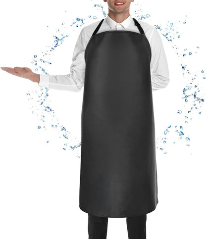 Waterproof Butcher Apron, Extra Long Adjustable Lab Apron with Bib for Dishwashing, Cooking, Gardening, Pet Grooming