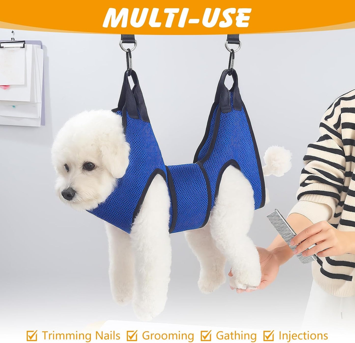 Dog Grooming Hammock for Nail Trimming, Pet Grooming Sling Harness Kit, Safe Dog Restraint Hammock for Cats and Small Dogs, Home Grooming Supplies