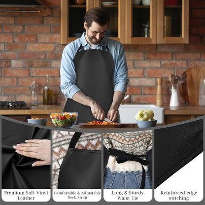 Waterproof Butcher Apron, Extra Long Adjustable Lab Apron with Bib for Dishwashing, Cooking, Gardening, Pet Grooming