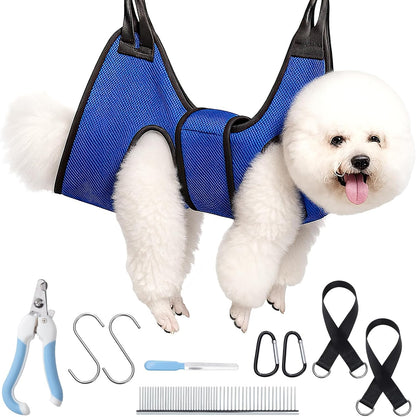 Dog Grooming Hammock for Nail Trimming, Pet Grooming Sling Harness Kit, Safe Dog Restraint Hammock for Cats and Small Dogs, Home Grooming Supplies
